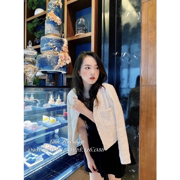 Áo khoác dạ tweed viền khuy ngọc mã 6907