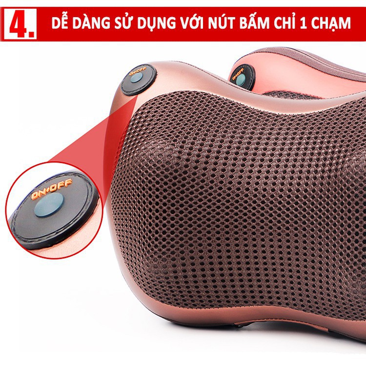 Máy Massage Toàn Thân, Gối Massage Hồng Ngoại 8 Bi 🚛[FREESHIP] Giảm đau nhức, Hỗ trợ tuần hoàn máu, Bảo hành 6 tháng