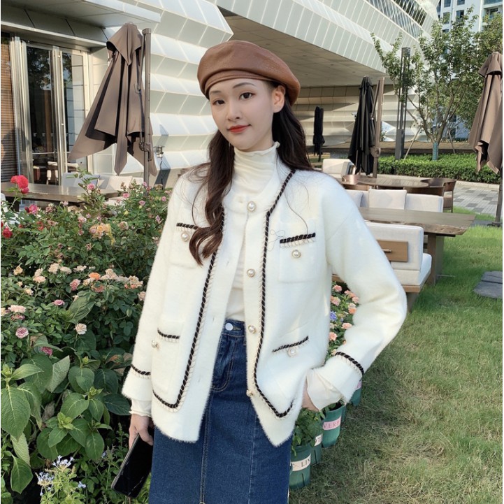 Áo khoác cardigan thiết kế phối nút kiểu ngọc trai sang trọng cho phái nữ | BigBuy360 - bigbuy360.vn