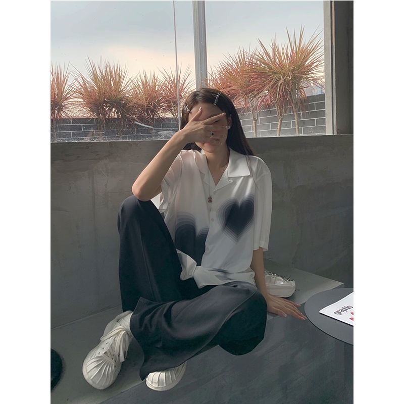 Áo Sơ Mi Tay Ngắn Dáng Rộng Phong Cách Hong Kong Thời Trang Mùa Hè Cho Nữ