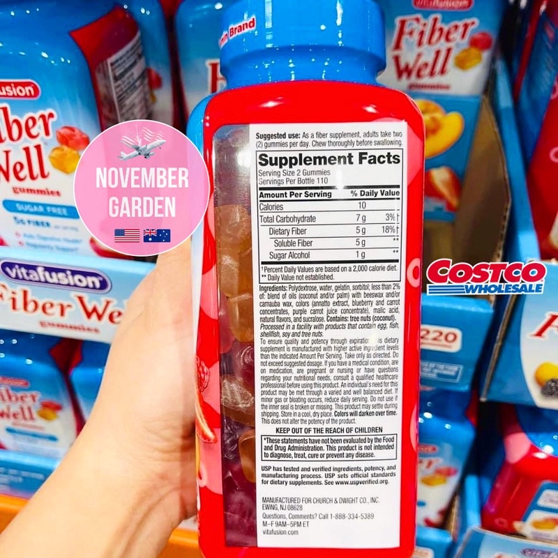 Kẹo dẻo không đường bổ sung chất xơ Fiber Well Gummies 220 viên Mỹ