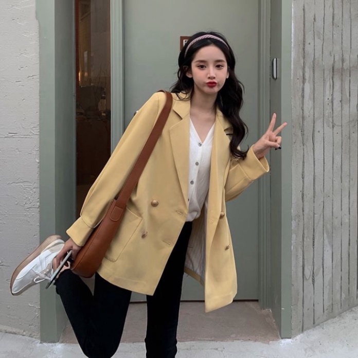 Áo Khoác Blazer Nữ TaoBao, Áo Vest Nữ Blazer Dáng Dài Form Thụng Khoác Ngoài Phong Cách Hàn Quốc