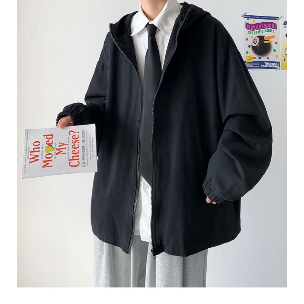 Áo khoác nam from rộng dạng unisex có nón , khoác dù 2 lớp in tảng băng