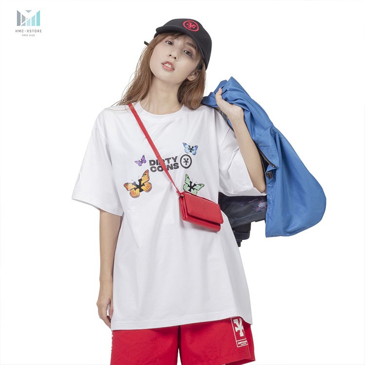 Áo Thun Tay Lỡ Áo Phông Tay Lỡ Unisex Form Rộng In Hình Bướm Dirty Coins