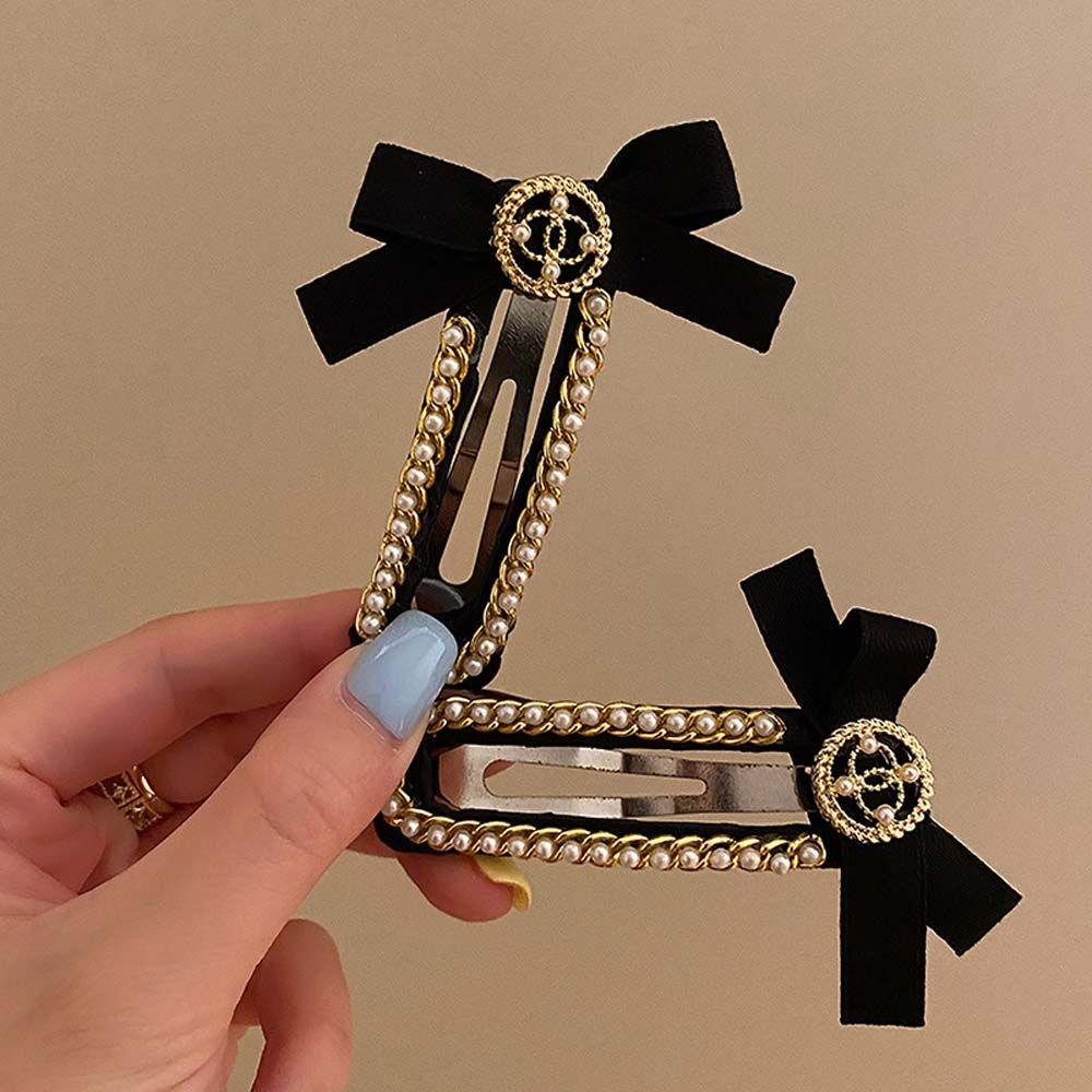 Kẹp Tóc Nơ Đen Kiểu Hình Học Thanh Lịch WMES15H Cho Nữ