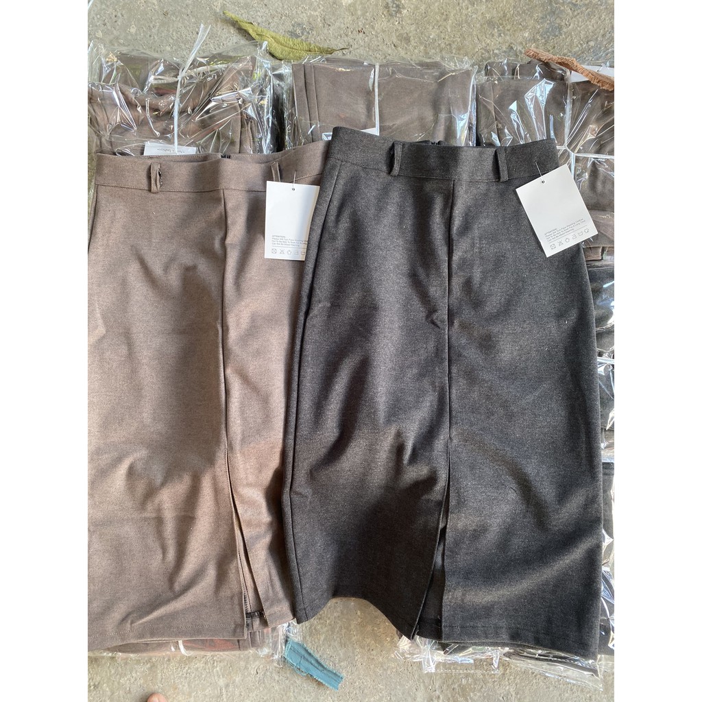 Chân Váy Dạ Lưng cao Xẻ trước K kèm đai cho nữ | BigBuy360 - bigbuy360.vn