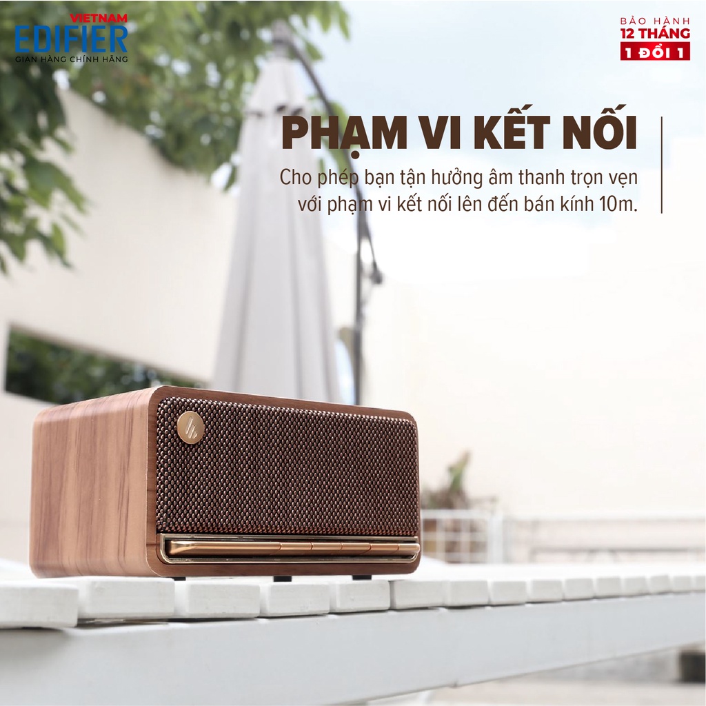 Loa Bluetooth 5.0 EDIFIER MP230 Thiết kế cổ điển Vỏ gỗ chống dội âm -  Âm thanh strereo, Thời lượng pin 10h Playtime