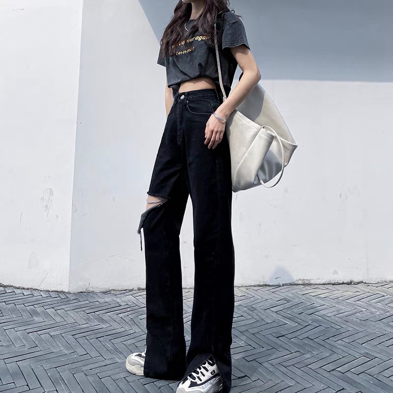 quần jeans dài ống suông Quảng Châu