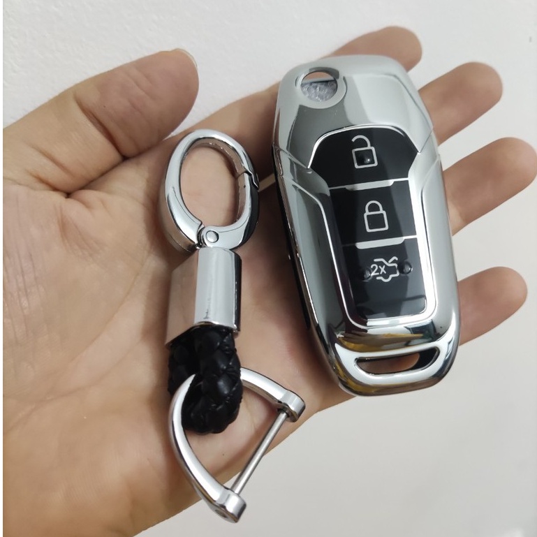 Ốp Chìa Khóa Cho Xe Ford Ranger XLT, Witrack mẫu silicon tráng gương