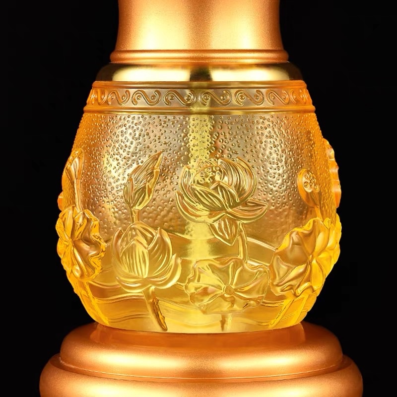 CÂY ĐÈN LED HOA SEN LƯU LY 7 MÀU THỜ CÚNG TRANG TRÍ
