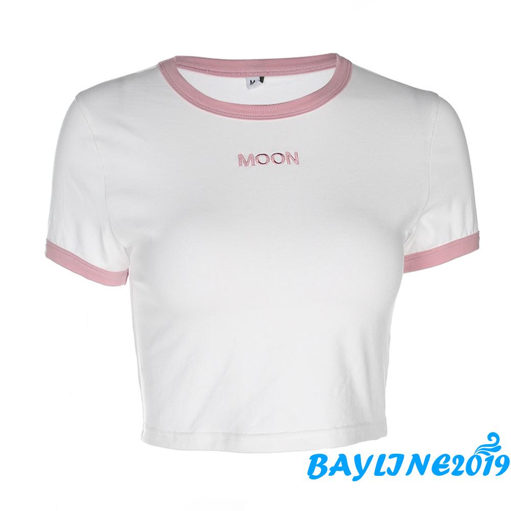 Áo lửng thêu chữ đơn giản dễ thương dành cho nữ