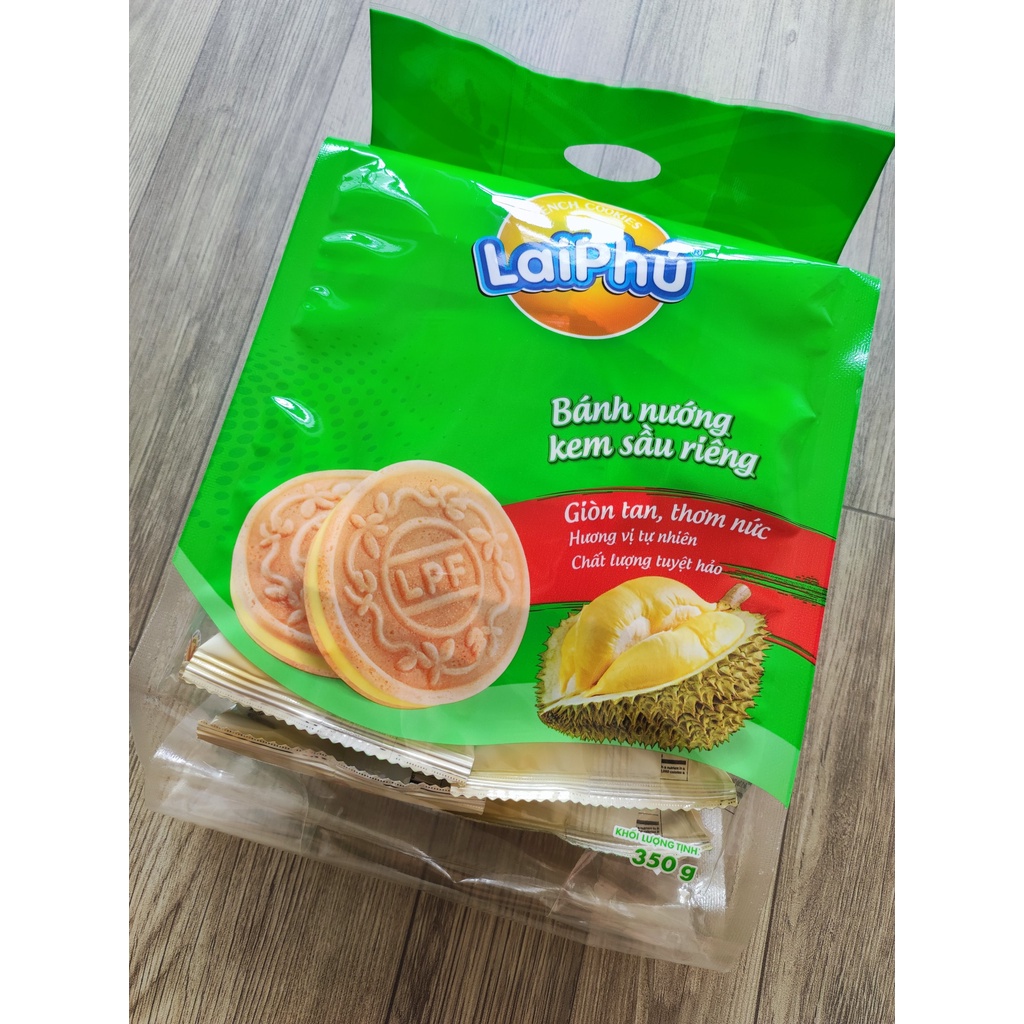 [Bánh nướng kem sầu riêng Lai Phú 350g] | Một bịch bánh sầu riêng Lai Phú 350g gồm 20 gói nhỏ | Chợ Cô Thu