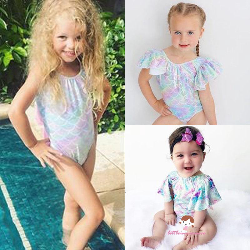 ❤XZQ-Kid Baby Girls Mermaid Leotard Swimwear Swimsuit Bikini Set Bathing Suit Costume New