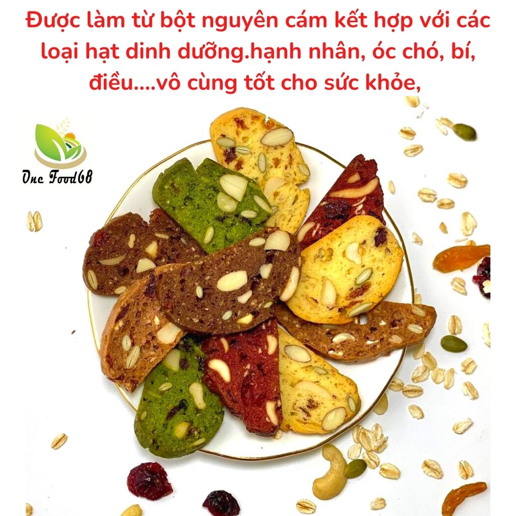 BÁNH DINH DƯỠNG - Bánh Ăn Kiêng Giảm Cân Không Đường - bánh BISCOTTI Nguyên Cám - Ngũ Cốc ăn kiêng - OneFood