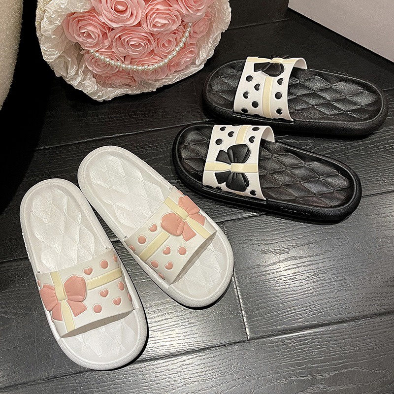 Dép Bánh Mì Xốp Đế Mền Chống Trơn Trợt Hoạ Tiết Nơ Xinh Xắn Dành Cho Bạn Nữ