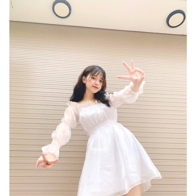 (CLIP THẬT) Đầm trễ vai voan lấp lánh bẹt vai | BigBuy360 - bigbuy360.vn