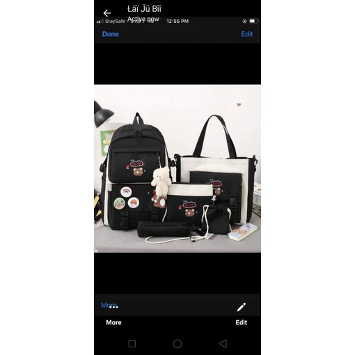 Set balo 4 món, Bao Thời Trang, Balo Chống Thấm Nam Nữ - SET 4 MÓN GẤU CUTE ulzzang