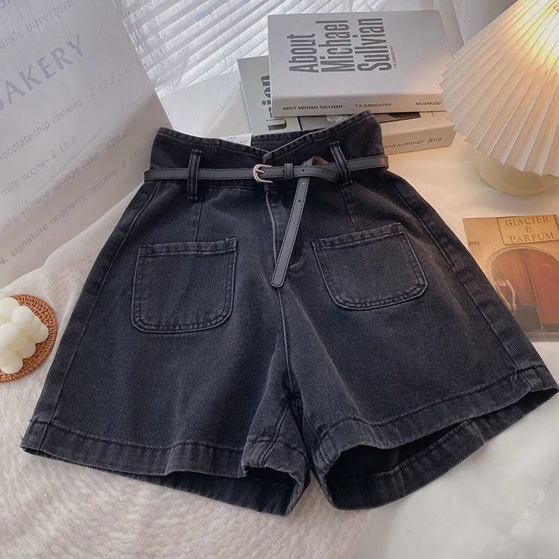 Quần Short Denim Lưng Cao Ống Rộng Phong Cách Hàn Quốc Thời Trang Mùa Hè Hàng Mới Dành Cho Bạn Nữ