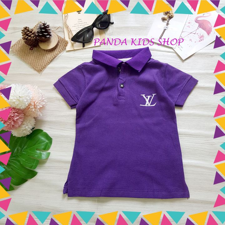 Áo Thun Polo Vải Cá Sấu Cổ Trụ Trơn Cho Bé