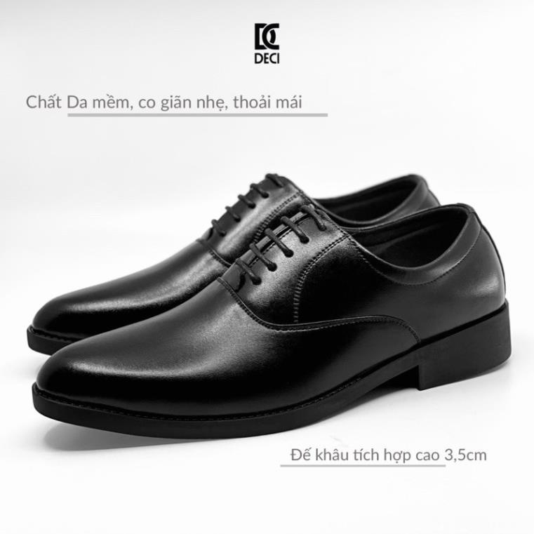 Giày da nam oxford DECI đế cao su dành cho công sở màu đen DX16 thumbnail