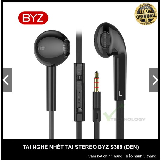 FREESHIP [CHÍNH HÃNG, NGUYÊN SEAL] Tai Nghe Nhét Tai Stereo BYZ S389 Hộp Nguyên Seal MÀU TRẮNG