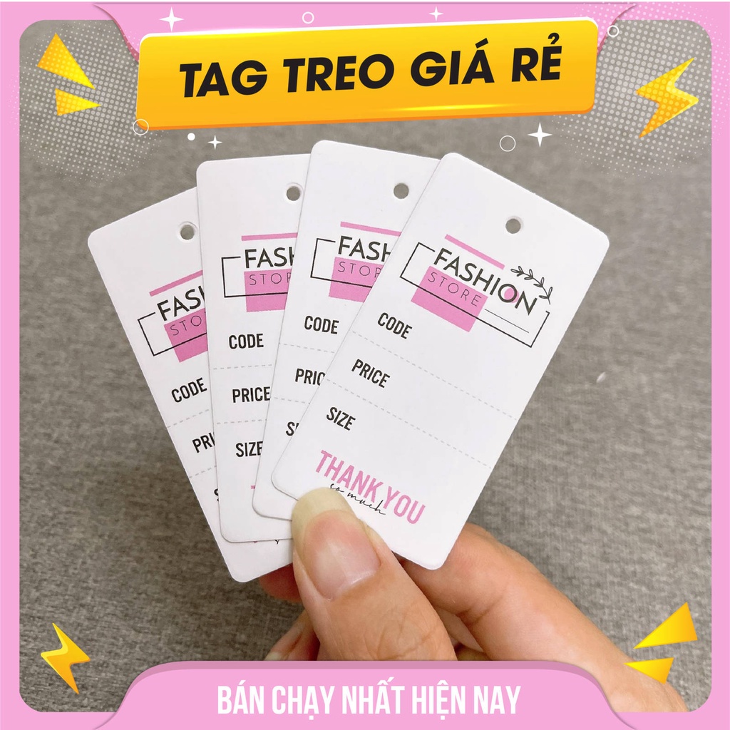 Tag Treo, Mác Treo Quần Áo Cho Shop - Size 4x8.5cm - Đục Lỗ - Bo Tròn 4 Góc