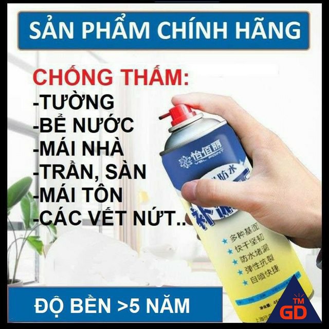 Bình Xịt Chống Thấm Waterproof Spray Polyurethane 450ml Ngăn Dột Tường Trần Mái Nhà Sân Thượng.