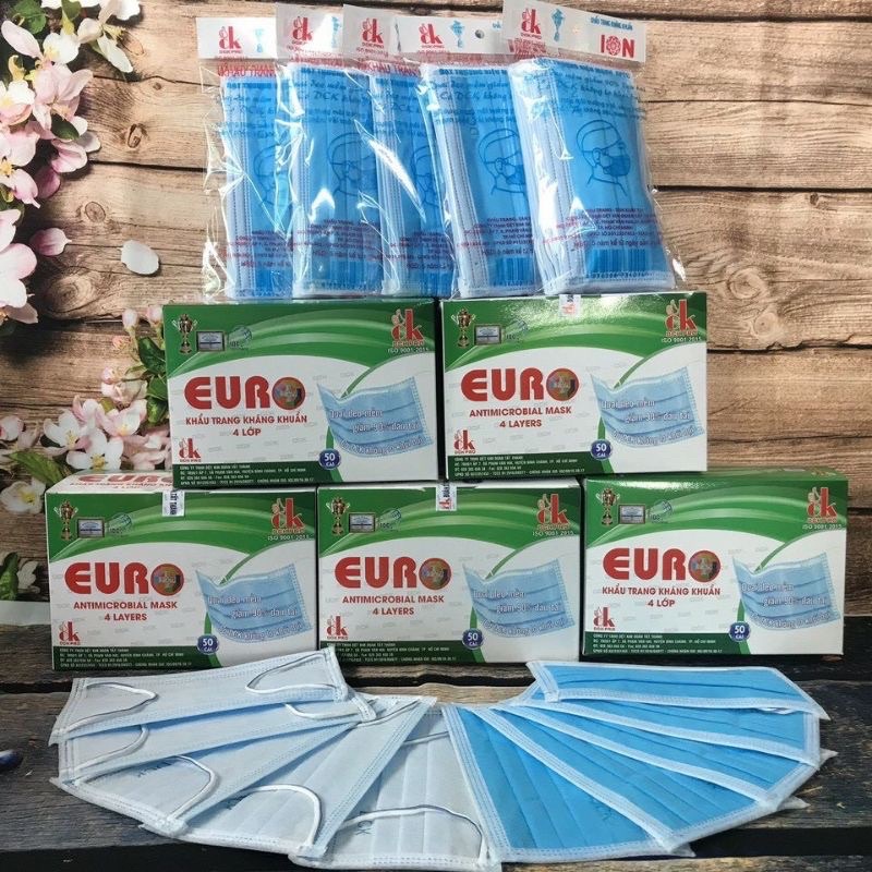 Khẩu trang Y tế 4 lớp Euro kháng khuẩn hộp 50 cái [ Chính hãng)
