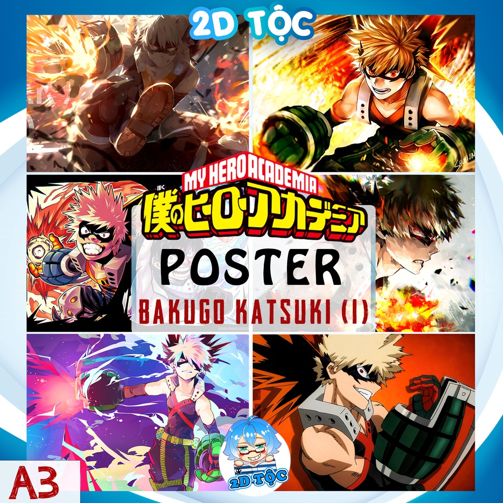 Tranh poster A3 Bakugo Katsuki (1) Anime Manga Boku no Hero Academia chất liệu giấy cao cấp - 2D Tộc Shop