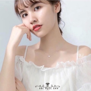 Dây chuyền bạc nữ,vòng cổ bạc, thiết kế mặt trái tim đính đá xinh xắn,đáng yêu-Bạc Ngọc Anh