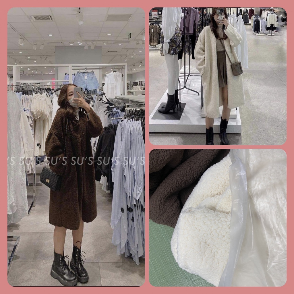 Áo Khoác Lông Cừu Dáng Dài có túi, áo khoác cardigan( ảnh thật/có sẵn)