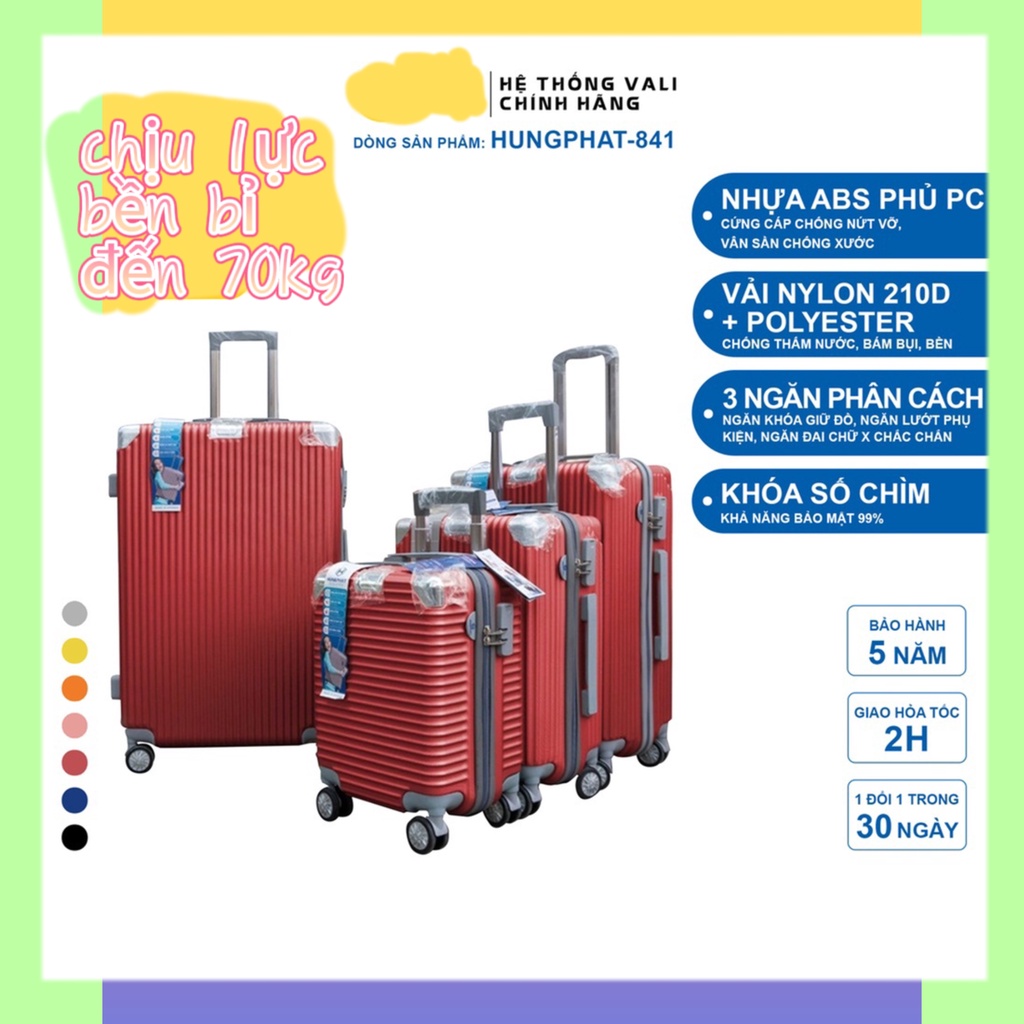 Vali Hùng Phát cao cấp chống va đập chống trầy xước nhựa ABS kết hợp PC siêu bền chống trộm