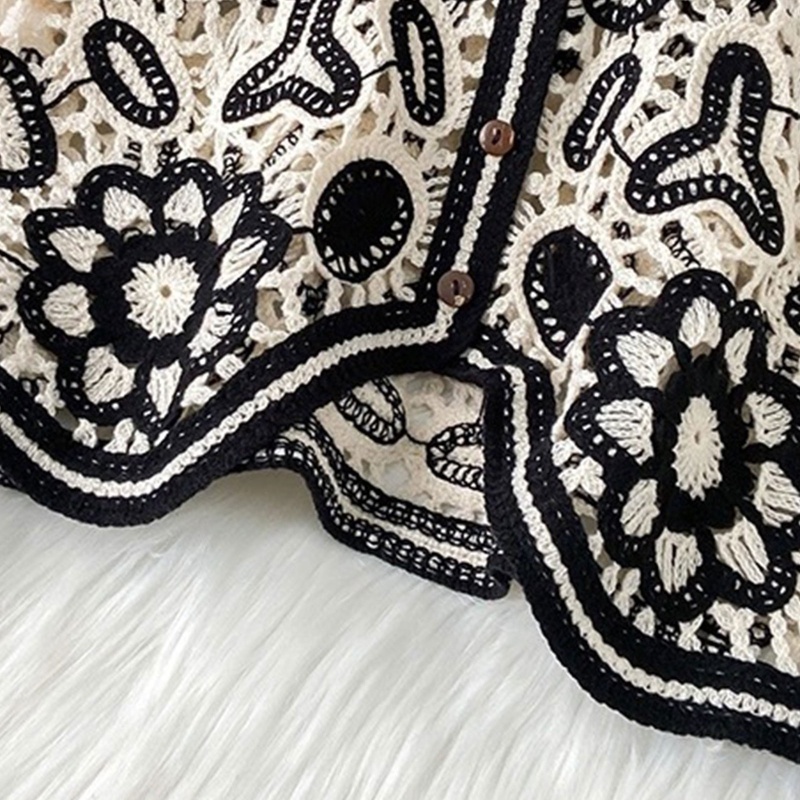 Áo Khoác Len Không Tay Cổ Chữ V Cài Nút Họa Tiết Hoa Lá Phong Cách Dân Tộc Thời Trang Mùa Xuân Cho Nữ