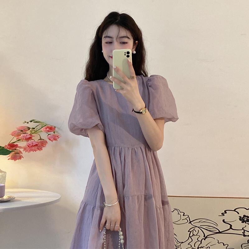 FREESHIP- Váy babydoll vải đũi mềm cộc tay xèo dài
