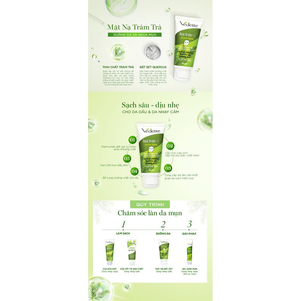 Mặt nạ tràm trà, dưỡng da, ngừa mụn Tea Tree Oil Facial Mask 80ml