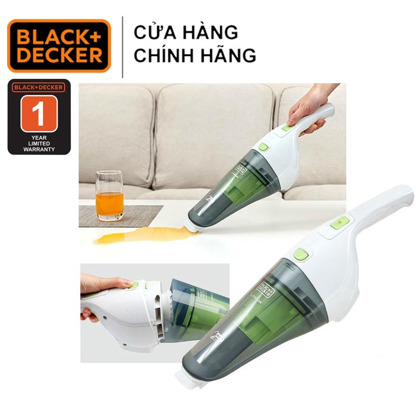 Máy hút bụi 7.2V Black &amp; Decker WD7201G - Máy hút bụi dùng pin: Hút bụi khô và ướt hiệu quả