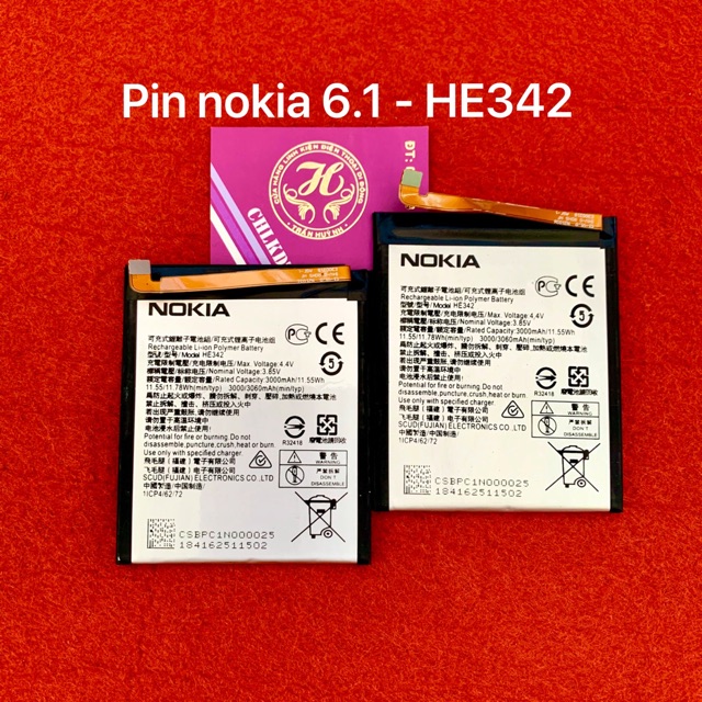 Pin nokia 6.1/ 6.1 plus kí hiệu trên pin HE342 và HE345