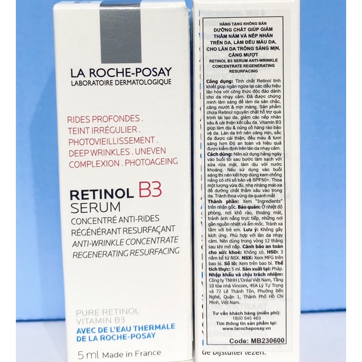 Dưỡng chất giúp giảm thâm nám và nếp nhăn trên da, làm đều màu da La Roche Posay Retinol B3 Serum