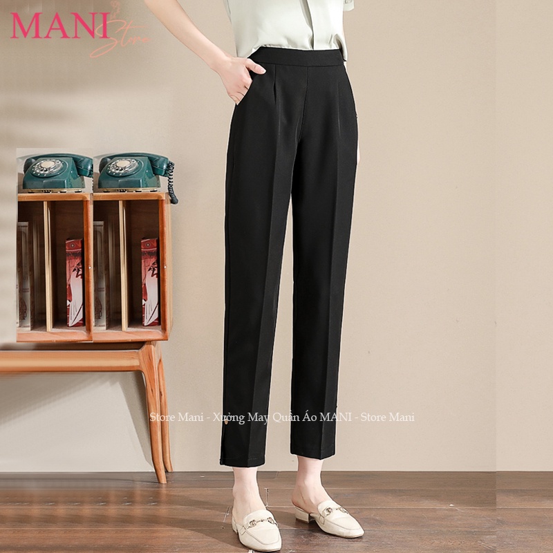 Quần tây baggy công sở nữ dài khóa sườn xẻ ống gấu - Quần vải công sở dày mềm cạp lưng cao trên rốn mặc đi làm học đẹp