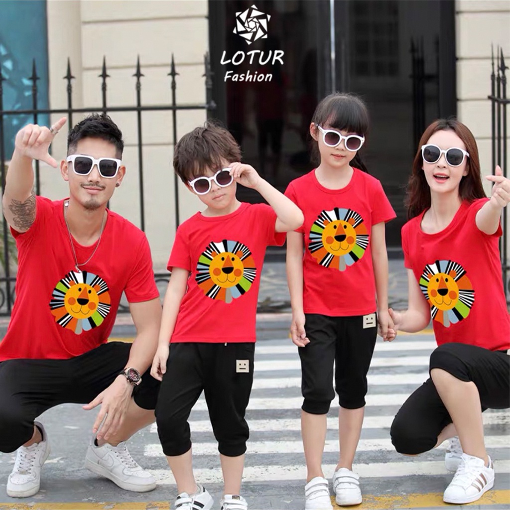 Áo đôi, áo gia đình cho bố và mẹ in hình sư tử [LOTUR08]