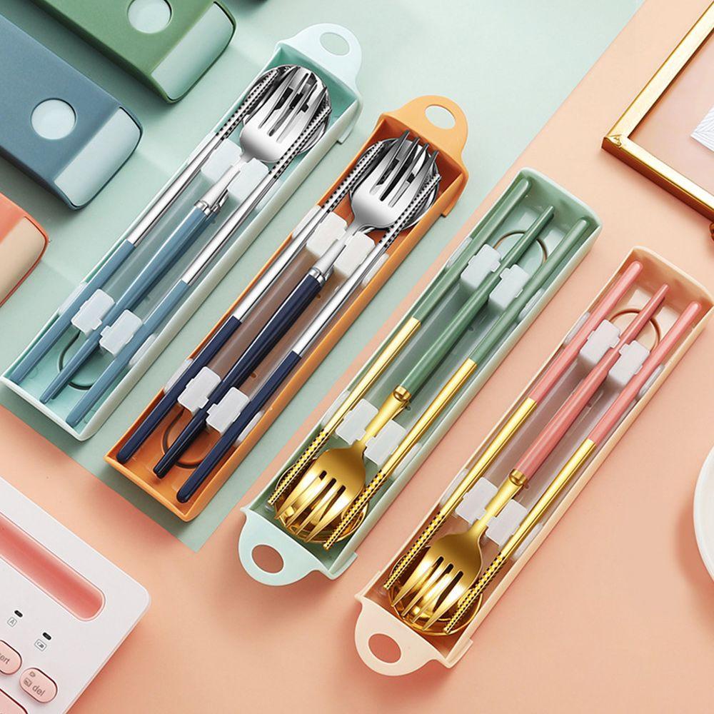 Bộ Muỗng Nĩa Bằng Thép Không Gỉ Có Thể Tái Sử Dụng Kèm Hộp Đựng