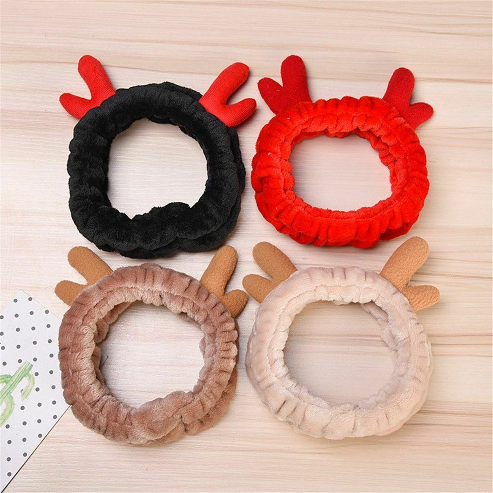 Băng đô hỗ trợ rửa mặt mềm mại co giãn thiết kế sừng hươu thời trang dành cho nữ