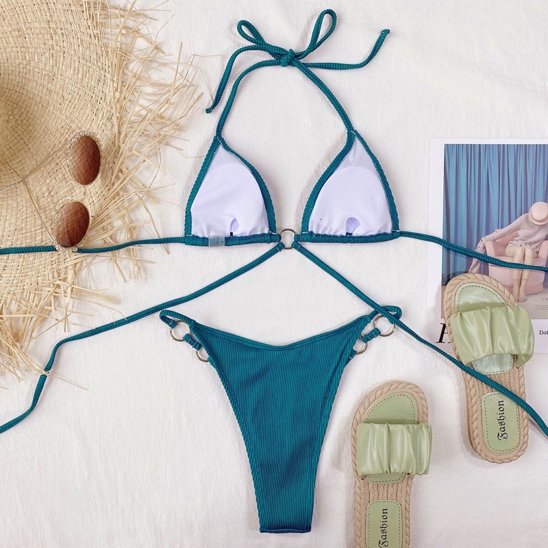 BIKINI 2 MẢNH DÂY QUẤN EO CHẤT THUN TĂM 2M0024