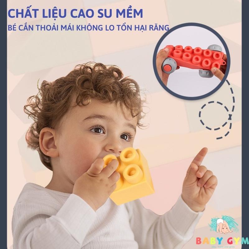 Đồ chơi xếp hình loại to nhựa mềm BABYGYM, Bộ lắp ghép thông minh nhựa dẻo cỡ lớn, miếng ghép to, an toàn cho bé
