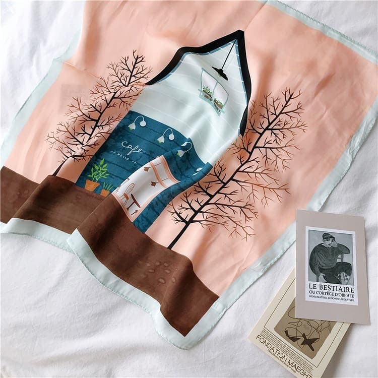 Khăn turban - Khăn lụa thắt nơ cổ bản 50x50cm