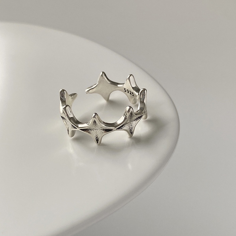 Nhẫn Hở Kiểu Hình Học Đơn Giản Màu Bạc Phong Cách Cổ Điển Thời Trang Cho Nữ