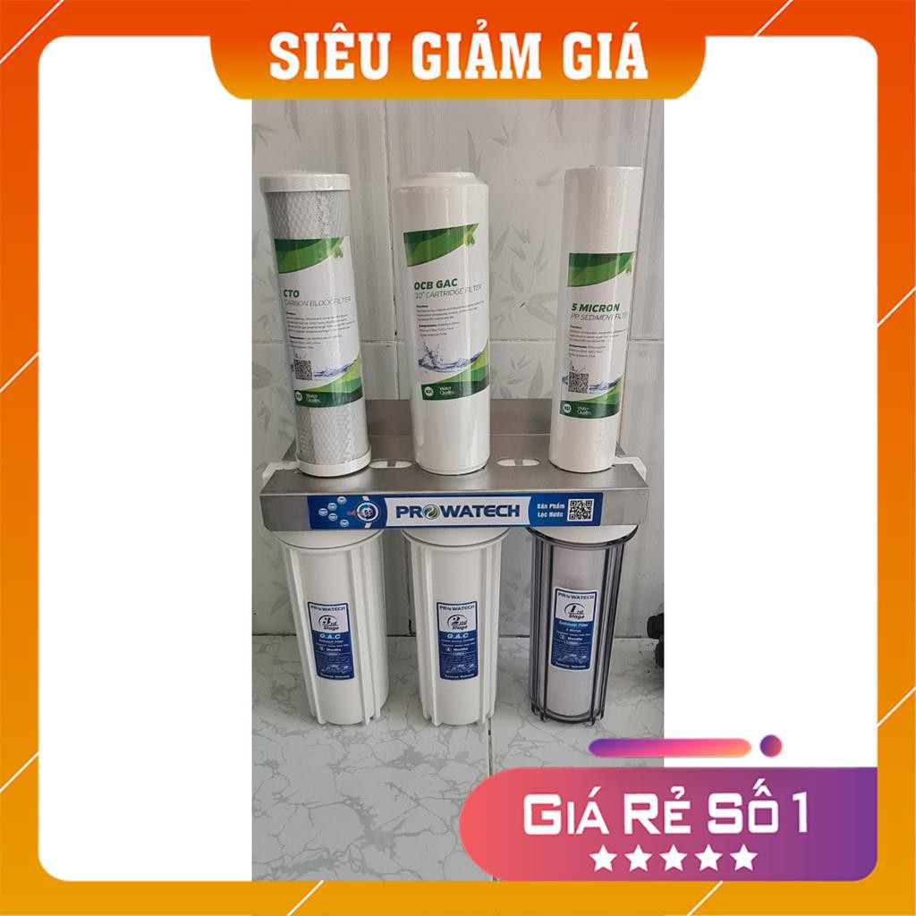 Bộ lọc thô 3 cấp, lọc đầu nguồn, lọc RO PROWATECH, lọc Đài Loan 10inch  2 gioăng loại tốt - DTVSHOP