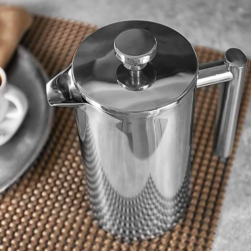 350Ml French Press Coffee Maker - Double Wall Stainless Steel - Keeps Brewed Coffee or Tea with Sealing Clip/Spoon