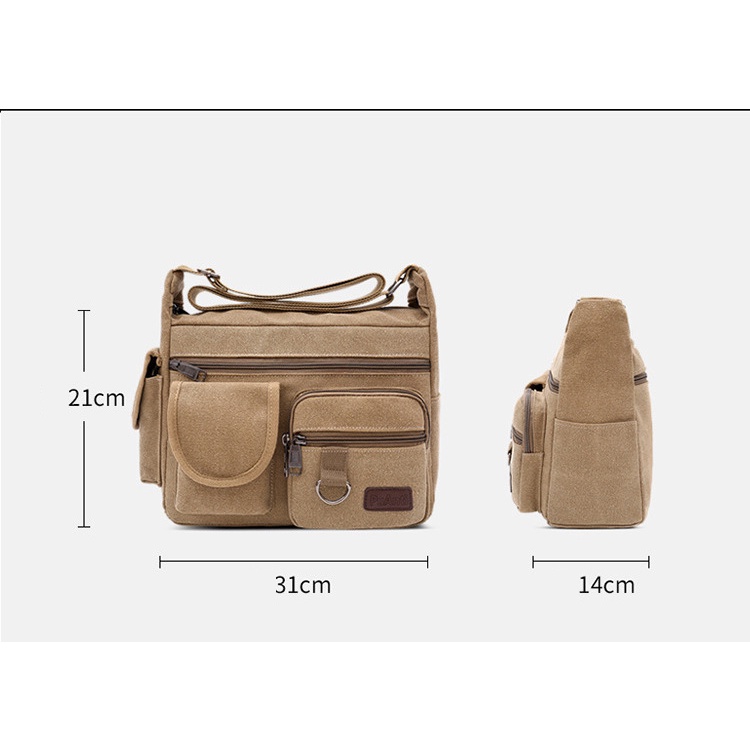 Túi đeo chéo nam mini vải canvas bền bỉ phong cách unisex Hàn Quốc T68