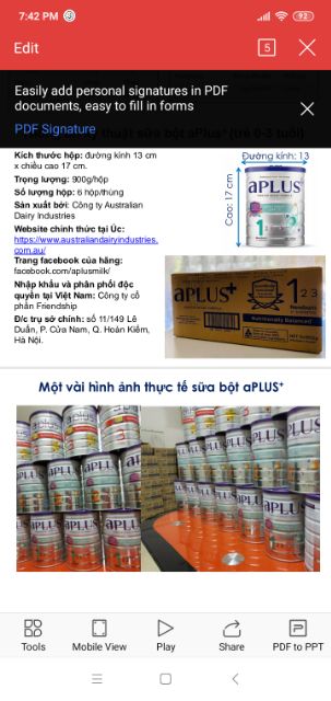 Sữa aPLUS số 3 (900g) dành cho trẻ nhỏ từ 1-3 tuổi